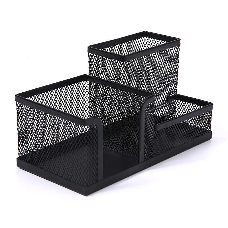 

M&G Affordable Students Office Desk 3 Compartments Metal Pen Holder Black 182 X 100 X 98mm