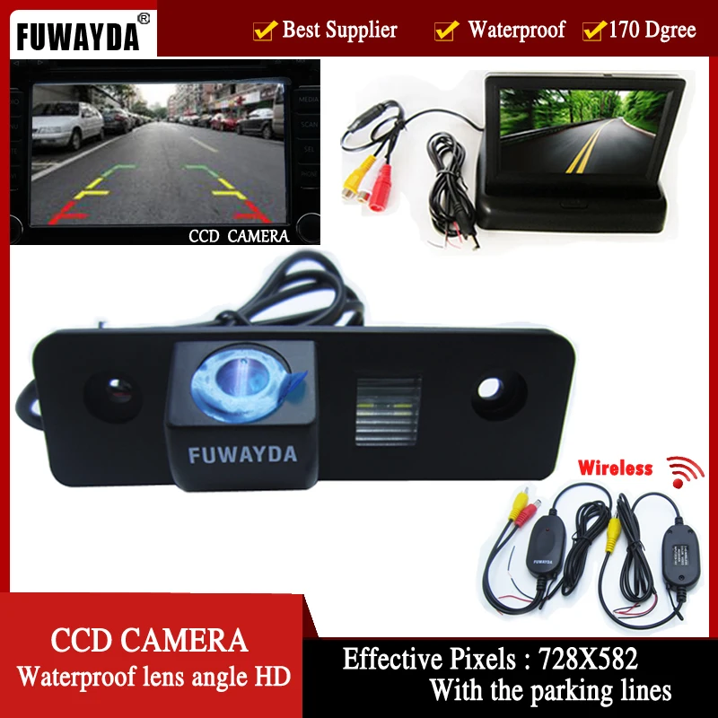 Wirelelss Car Rear View Reverse backup Camera Camera for SKODA ROOMSTER OCTAVIA TOUR FABIA  ,with 4.3 Inch foldable LCD Monitor