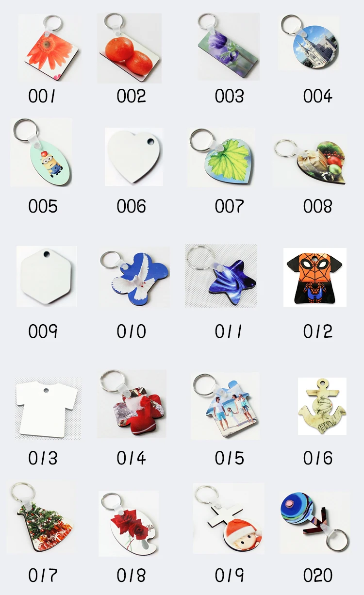 

50pcs/lots Blank Sublimation MDF Key Rings Tags Keychain 20 Shapes For Choice DIY Gift Printing Sublimation Ink Transfer Print