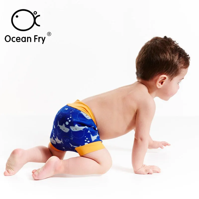 Infant Children Leakproof Swimming Nappies Newborn Baby High Waist Swimming Trunks Baby Boys Girls Cartoon Printed Swim Diapers