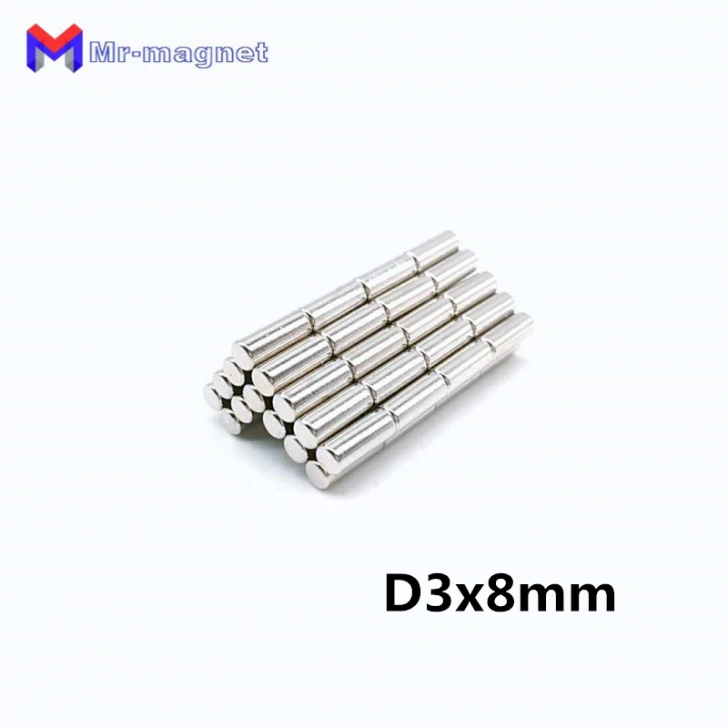 

1000Pcs 3*8 3x8 mm Neodymium Magnet N35 Small Round Mini Strong Super Powerful Magnetic Magnets Disc For Craft Dia. 3mm