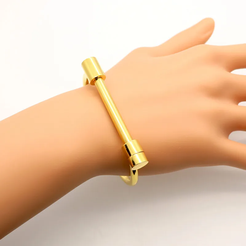 Fashion Shackle Screw Bracelet Cuff Gold Colour Bangle Stainless Steel Bangles Bracelets For Women Love woman Bracelet Wholesal