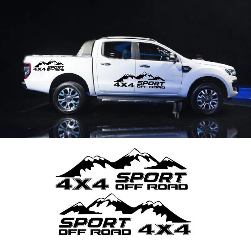 2pcs/set 4x4 Off Road Vinyl Decal Pickup Trunk Decor Sticker Auto Body Tail Customized Decals For pickup truck universal mode