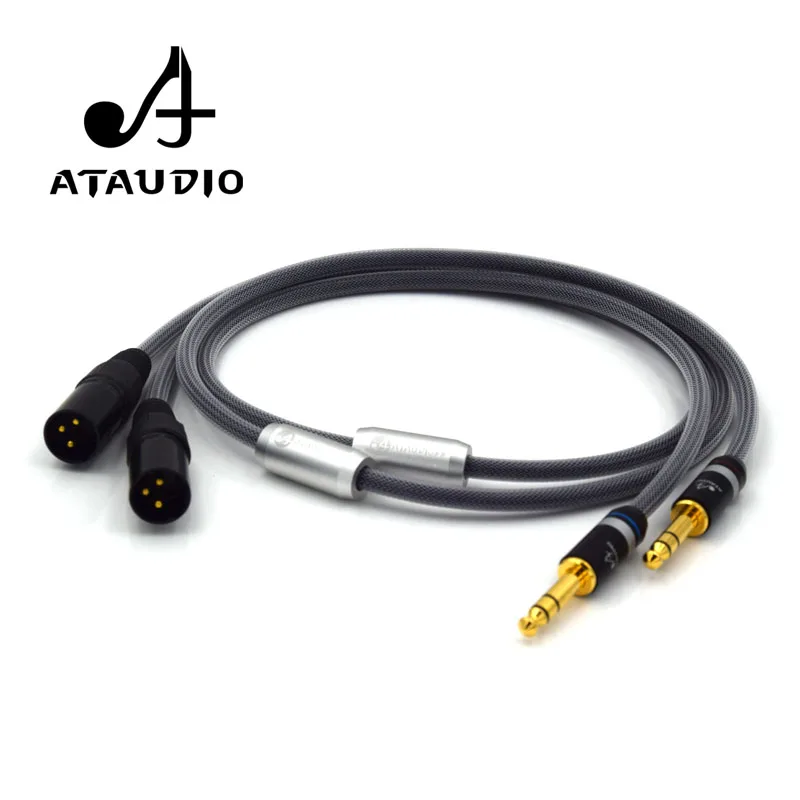 Một cặp ATAUDIO Hifi 6.35mm để XLR Nam Cáp Âm Thanh Chất Lượng Cao Kép 6.5mm để Dual XLR Cáp