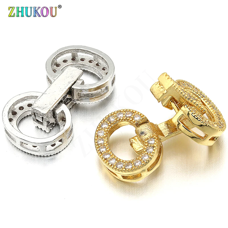 11*19mm Brass Cubic Zirconia Clasps Hooks for Diy Jewelry Findings Accessories, Mixed Color, Model: VK36