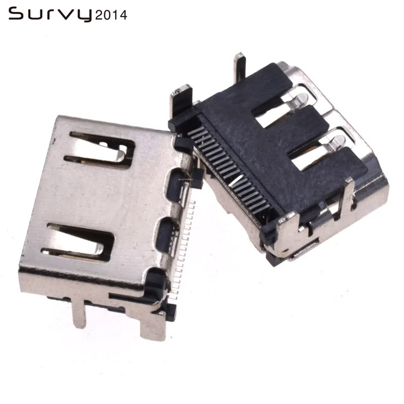 10PCS HDMI Computer HD Interface PCB Connector Female Jack 19Pin SMT SMD Gold Silver Tone for Mini USB Application