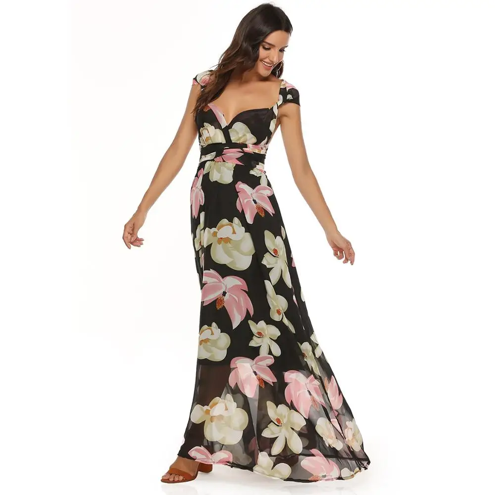 Summer Maxi Party Robe Femme Sexy Long Boho Beach Floral Chiffon Bandage Dress Women Ladies Dresses платье vestidos