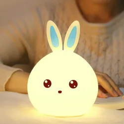 Led Rabbit Night Light USB for Children Baby Kids Gift Animal Cartoon Decorative Lamp Bedside Bedroom Living Room