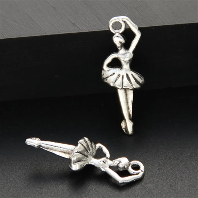 30pcs  Silver Color Dancer Charm Ballet Girl Pendants Making DIY Handmade Jewelry A670