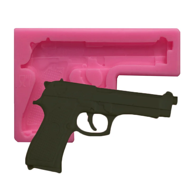 3D Pistol Gun Shape 3D fondant Chocolate cake Cupcake soap clay Silicone Mold Cooking baking handmade DIY gift decoration tools