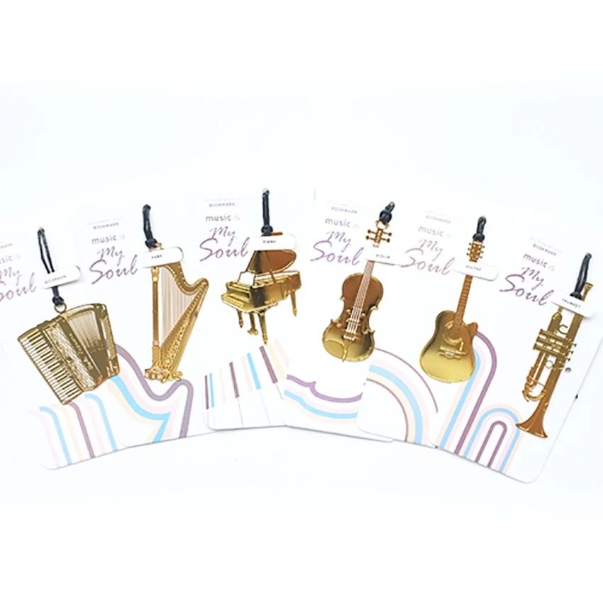 musical instrument bookmark students stationery creative metal bookmarks chain school supplies book decor gifts for reader,kids