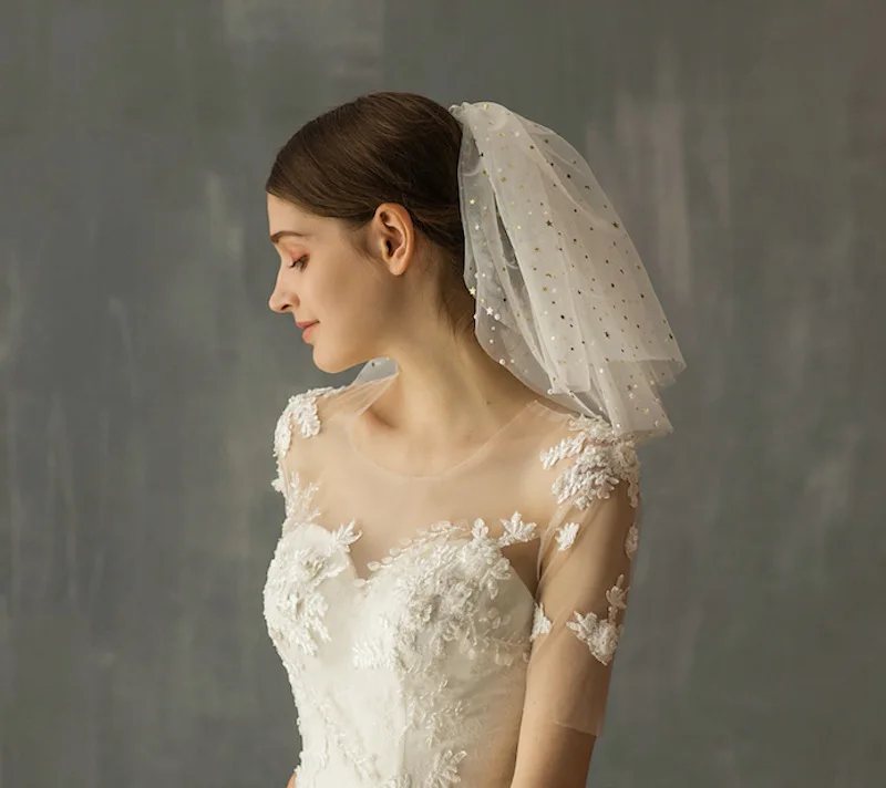 2019 New arrival Fashion Short Bridal Veil Wedding dress Veil Headwear Fashion Headdress Wedding Headdress Fold