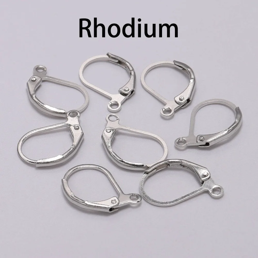 20pcs/lot 15x10mm Gold Gun Black French Earring Hooks Wire Settings Base For DIY Earrings Jewelry Making Findings