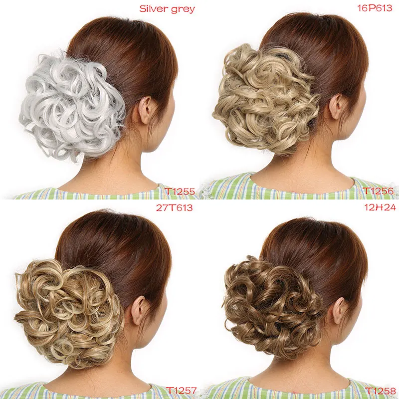 HAIRRO LARGE Comb Clip In Curly Hair Extension Synthetic Hair Pieces Chignon Women Updo Cover Hairpiece Extension Hair Bun