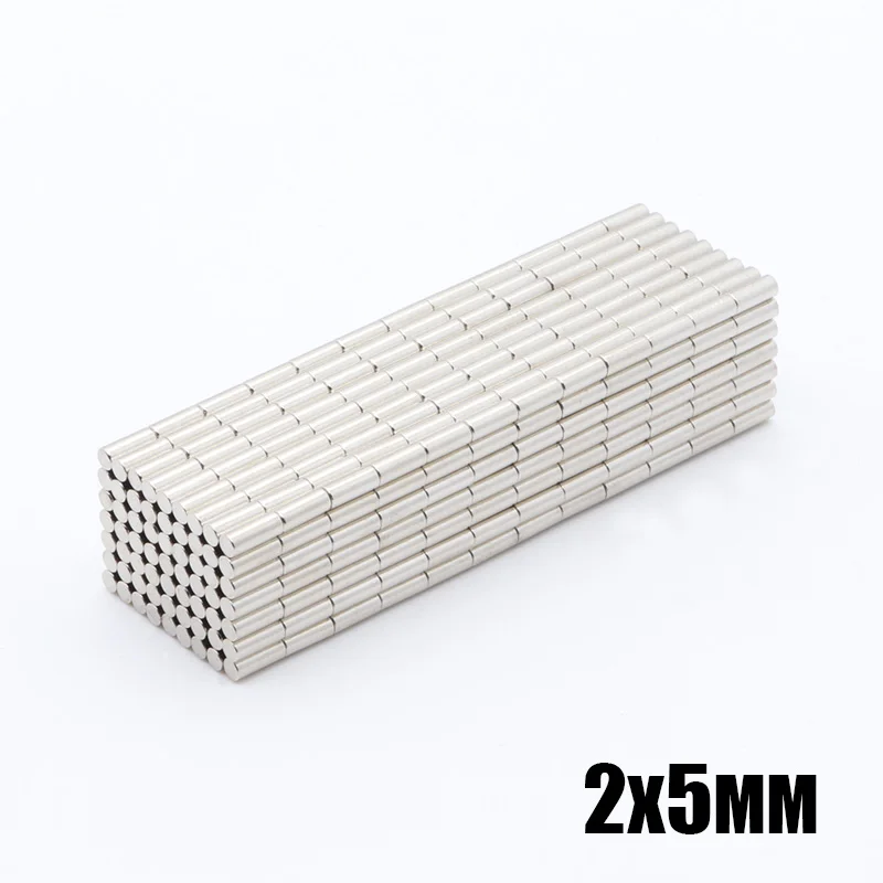 500pcs 2x5 mm Strong Neodymium Magnet N35 NdFeB Diametrically High Temp Small Round Magnetic Fridge Magnets 2mm x 5mm DIY Craft