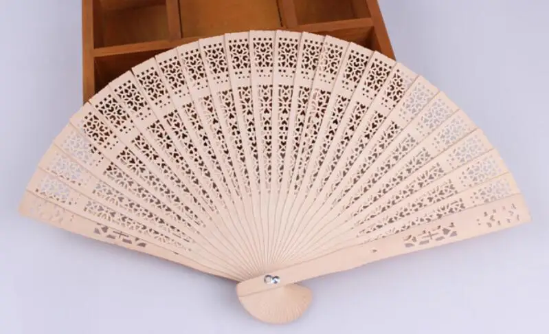 200pcs new Chinese Aromatic Wood Pocket Folding Hand Held Fans Elegent Home Decor Party Favors