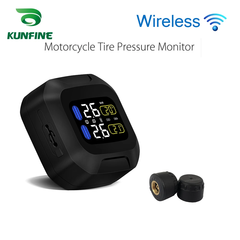 KUNFINE Smart Motorcycle TPMS Tyre Pressure Monitoring System TPMS Digital LCD Display Motorcycle Security Alarm Systems