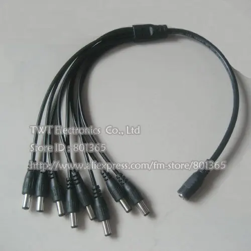 Free Shipping DHL EMS 50QtyDC 1 to 8 Power Splitter Cable Cord For CCTV Camera, 1 Female to 8 Male