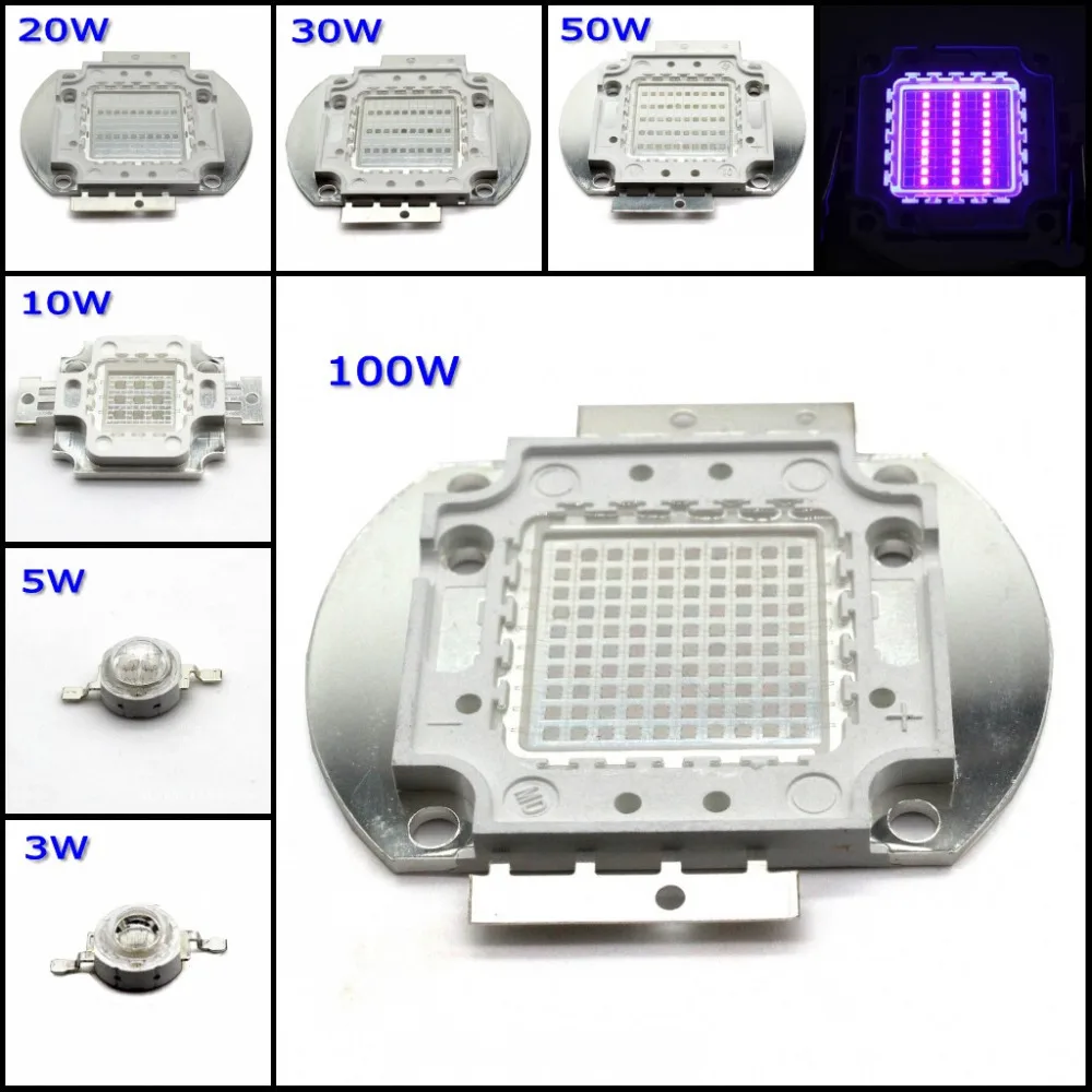 

High Power Purple LED Bulb Chip 400NM 405NM 410NM 425NM for 3W 5W 10W 20W 30W 50W 100W LED Lamp Bulbs DIY Epileds 45mil