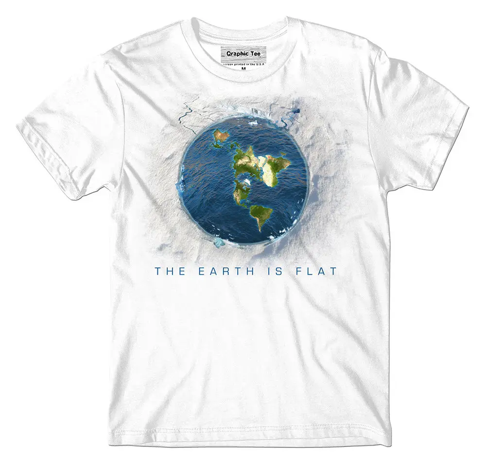 New 2018 Fashion Hot T-Shirt Summer Flat Earth T-Shirt, Infinite Plane, Earth Is Flat, Firmament, New World Order Short Sleeve