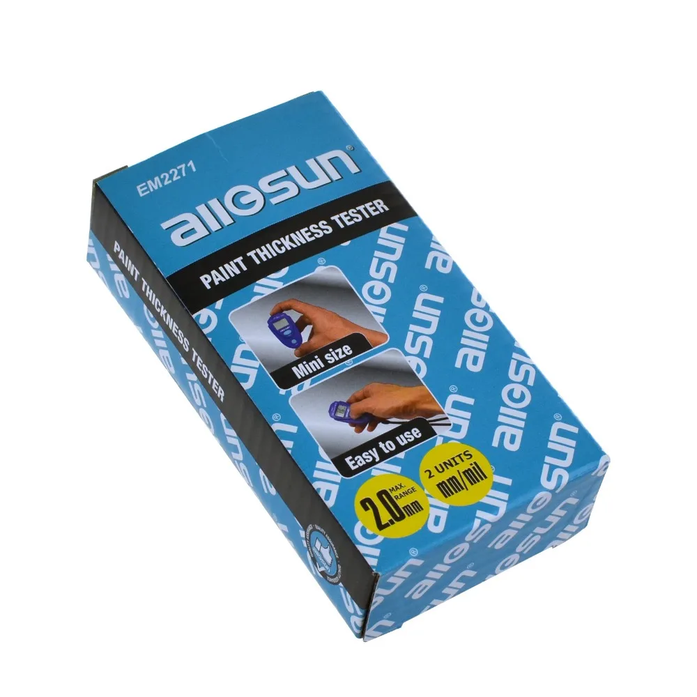 ALLOSUN-Jauge d\'épaisseur de revêtement de voiture, testeur d\'épaisseur de film de peinture, outils de mesure de revêtement de voiture, 0-80 mil