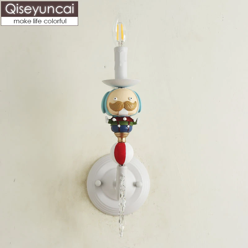 

Qiseyuncai 2019 new Nordic clown children's room wall lamp boy girl bedroom model room bedside lamps free shipping