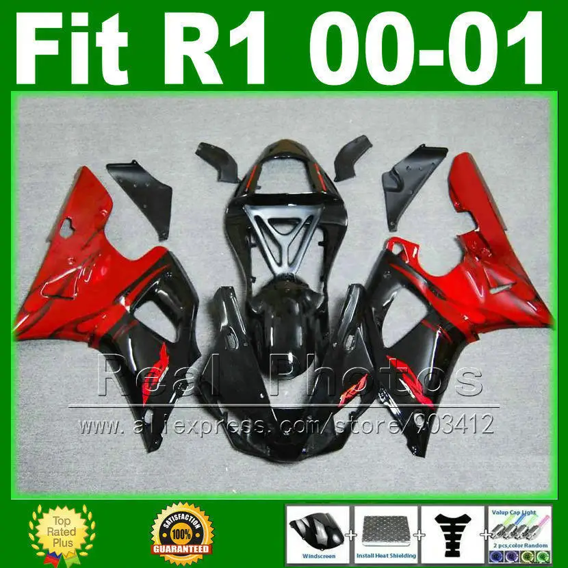 

Полный комплект обтекателей, подходящий для модели YAMAHA YZF R1 2000 2001, красный, черный YZFR1 00 01, комплект обтекателей кузова, детали R9M6