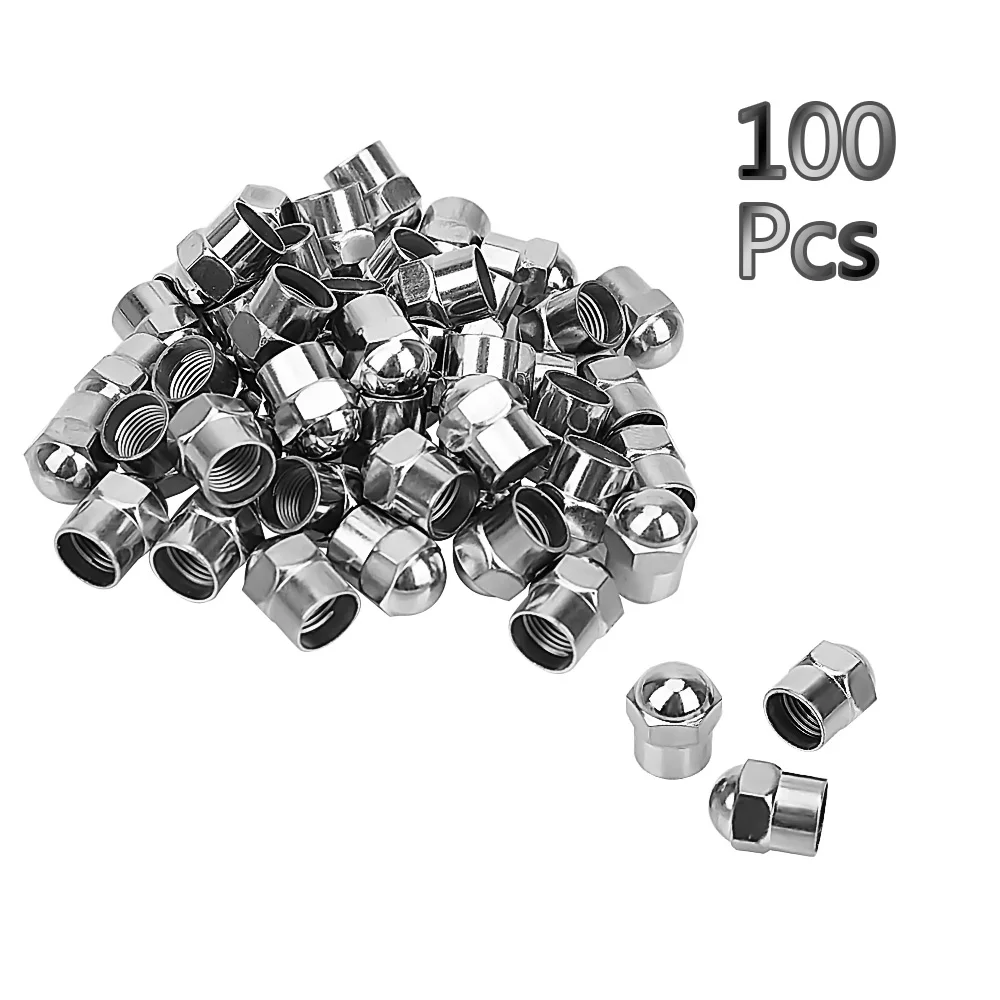 100Pcs Car Tyre Air Pressure Caps Chrome Plated Airtight Cover Plastic Auto Car Wheel Tire Valve Stem Cap Tire Accessories