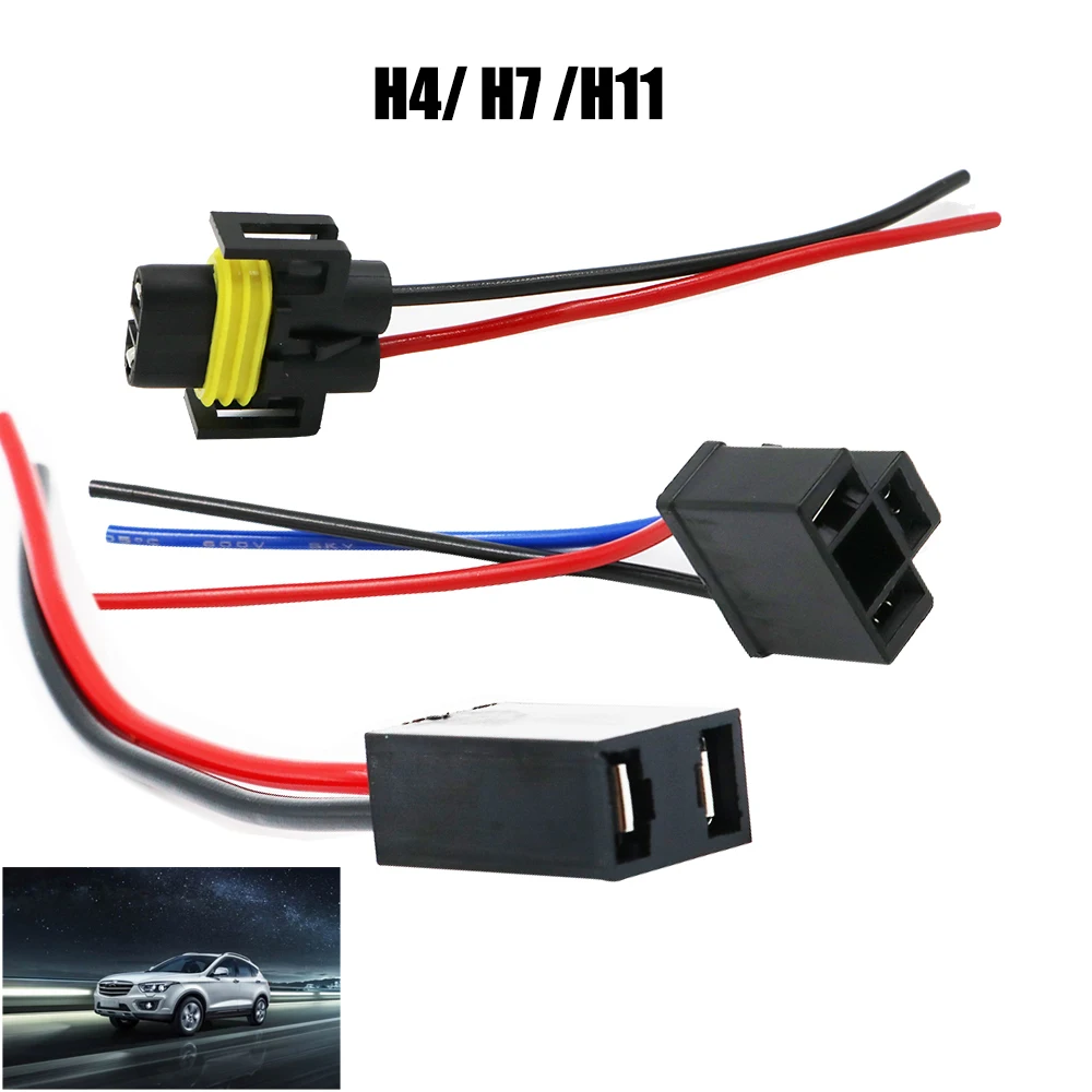 YSY 200x H4/H7/H11 Wiring Harness Socket Female Adapter Car Auto Wire Connector Cable Plug For HID XenonHeadlight Fog  Lamp Bulb