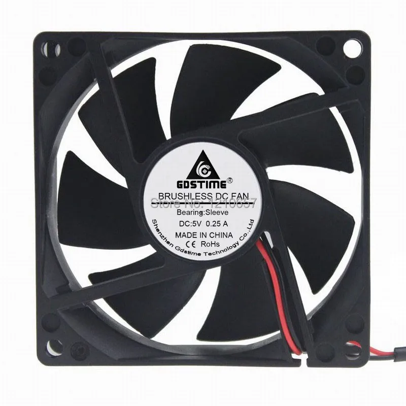 2Pieces LOT Gdstime DC 5V USB power 8cm 80mm x 25mm 8025 Brushless Cooling cooler Fan Hydraulic