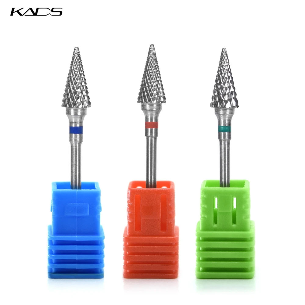 KADS Carbide Milling Cutter Burrs Tungsten Nail Drill Bits Electric Manicure Drill Machine Accessories Rotary Nail Art Tool