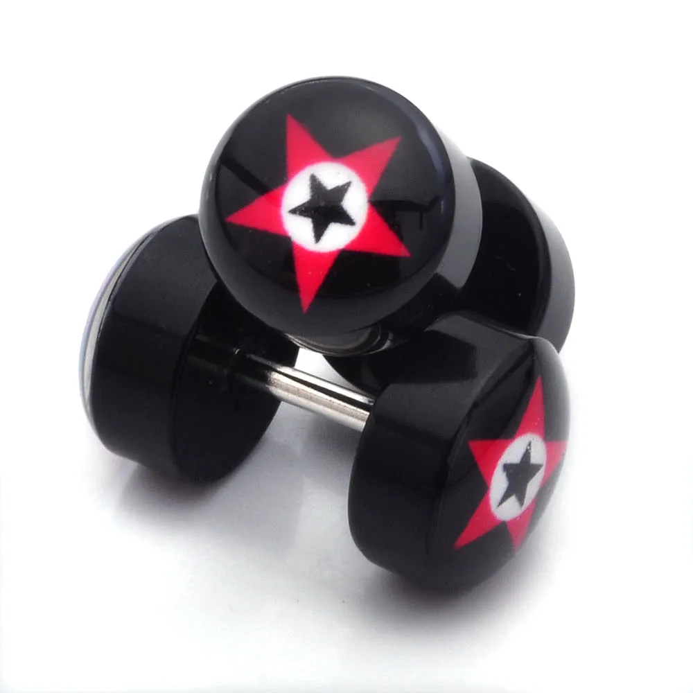 2Pcs Skull Cross Leaf Coin Barbell Body Fake Ear Plugs Cheater Expanders Barbell Men Women Ring Piercings Jewelry