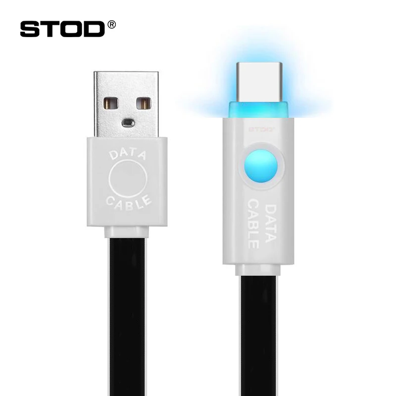 STOD Type C USB Cable LED Light Usb-C Charge For Nokia N1 Huawei P9 Nexus Lumia 950 XL Redmi Realme GT Power Charger Type-c Wire