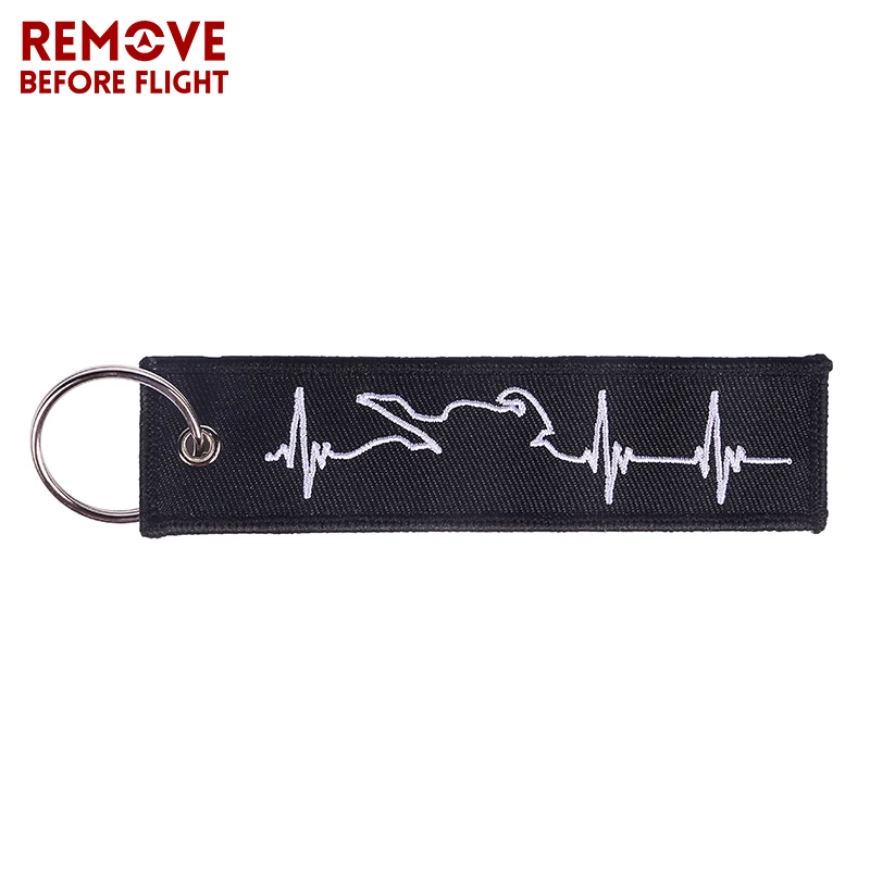 Embroidery Key Fobs Jewelry Fashion Biker Heartbeat Keychain Motorcycles and Cars Fashionable Chain Keychain for Biker Lovers