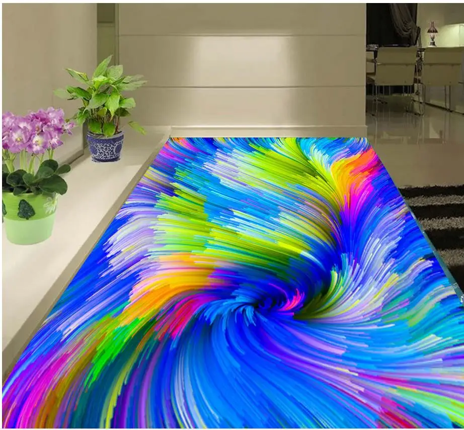 

3d flooring Colorful swirl illusion of 3D stereoscopic floor 3d pvc wallpaper 3d floor painting wallpaper