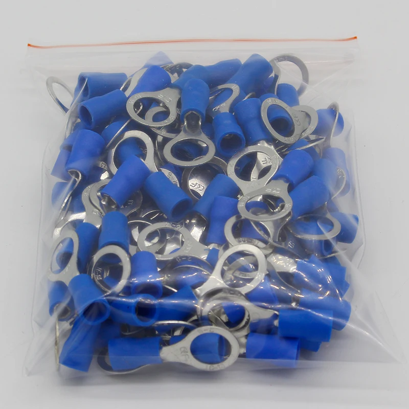 RV2-8 Blue Ring insulated terminal Cable Wire Connector 100PCS/Pack suit 1.5-2.5mm cable Electrical Crimp Terminal RV2.5-8 RV