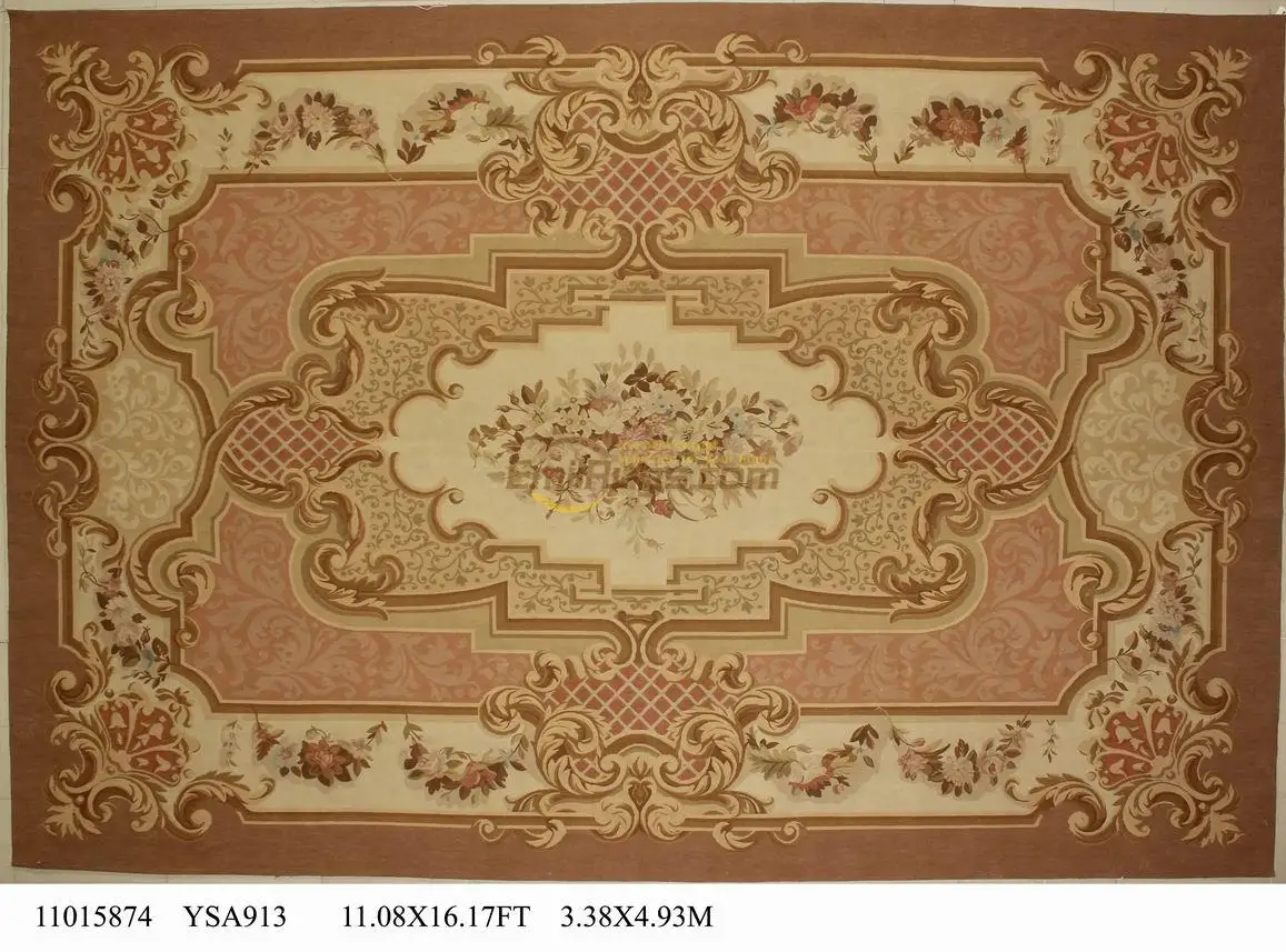 Wool carpet french aubusson rugs 338CMX493CM 11.08'X 16.17' red big area rug  gc88aubYSA913