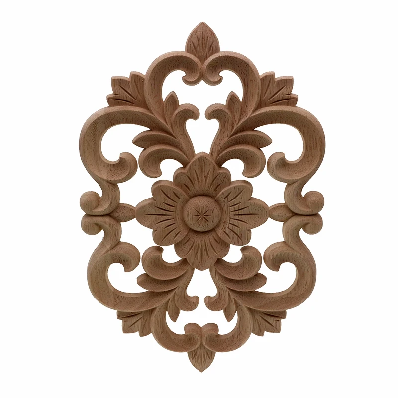 VZLX Antique Vintage Home Decor Decoration Accessories Dongyang Carving Fashion Wooden Letters Wood Applique Corner Flower