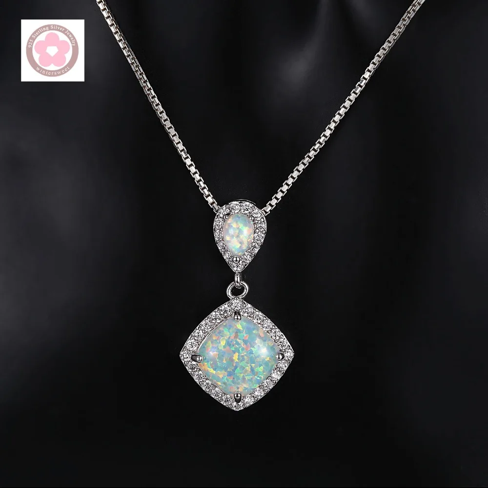 JZP007  Quadrilateral Design Fire Opal White Zricon  Fashion Jewelry Pendant For Women s0015