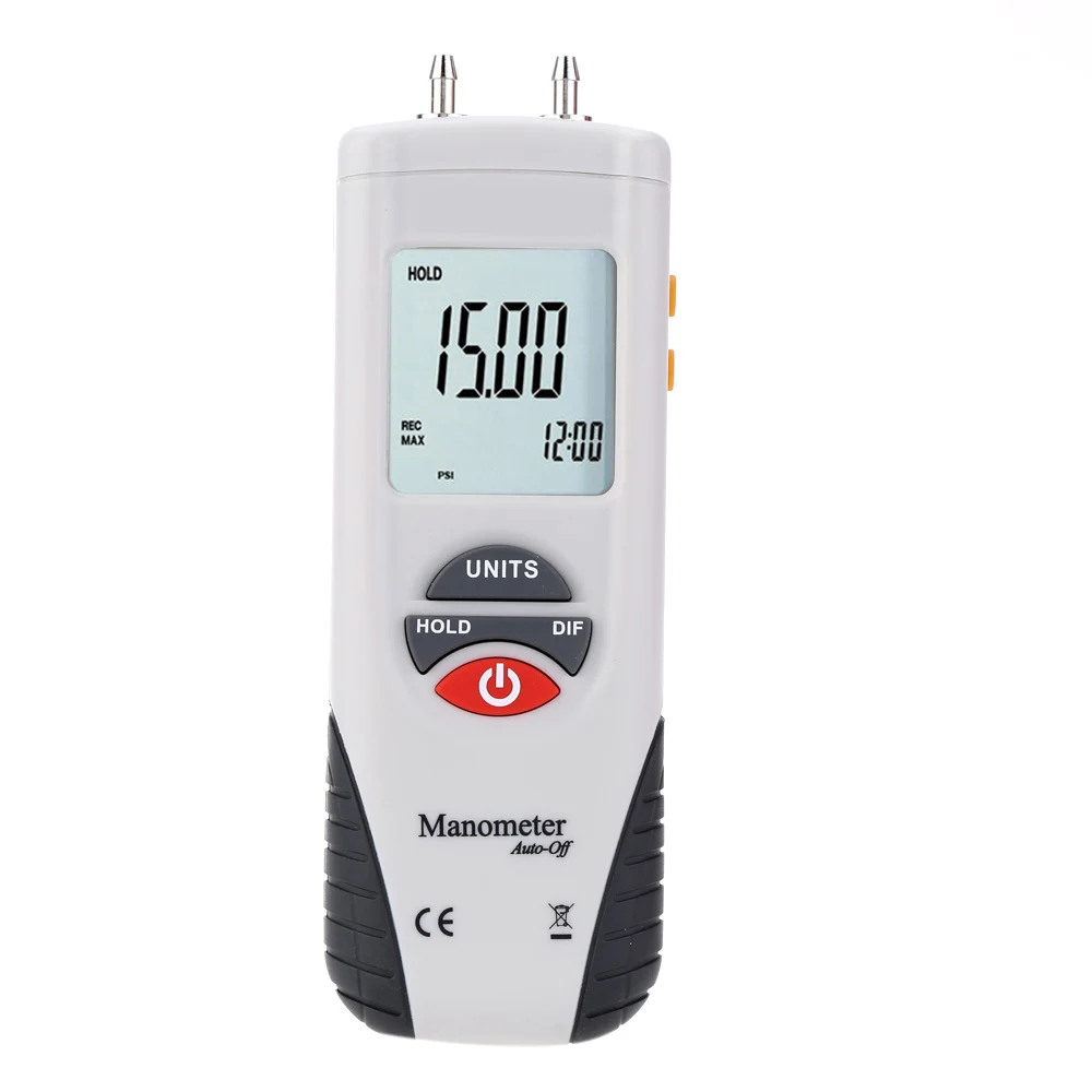 

Digital Manometer Air Pressure Meter Portable Pressure Gauges Handheld U-type HVAC Air Vacuum/Gas Differential Pressure Meter