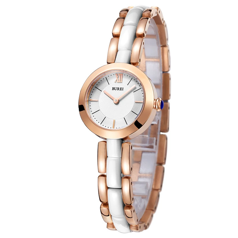 BUREI Brand Fashion Silver Rose Gold Watches Luxury Waterproof Sapphire Dress Quartz Wrist Watches Clock For Women Reloj Mujer