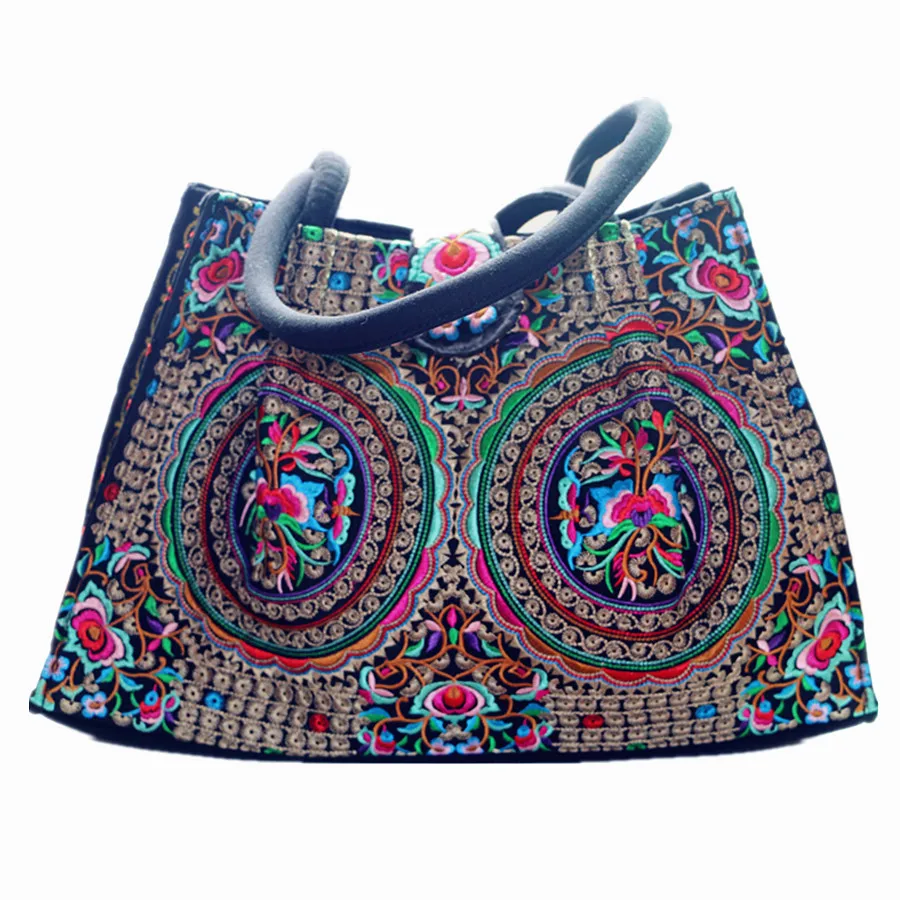 Floral Bestickt Damen Leinwand Umhängetasche Weibliche Vintage Große Tote Taschen Ethnische Reise Einkaufstasche Frauen Haspe Handtaschen