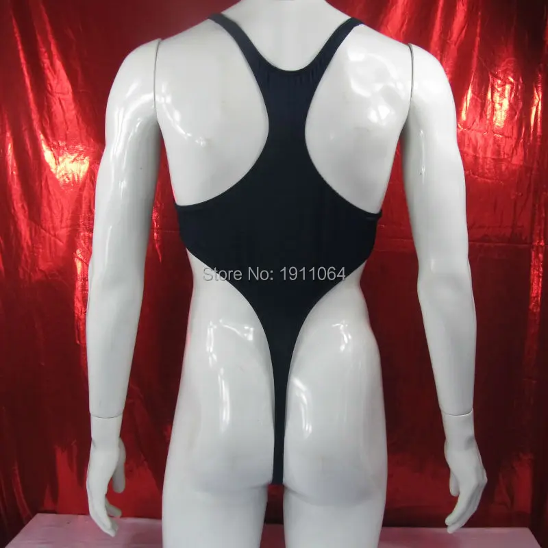 Mens G428B Thong Bodysuit High Cut Racer Back Stretchy Jersey Spandex