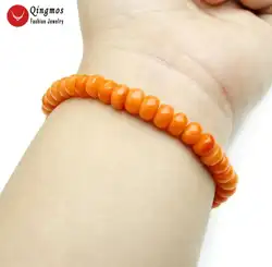 Qingmos Fashion Natural Orange Coral Bracelet for Women with 4*7mm Rondelle Coral Bracelet Fine Jewelry 7.5'' Pulseira bra480