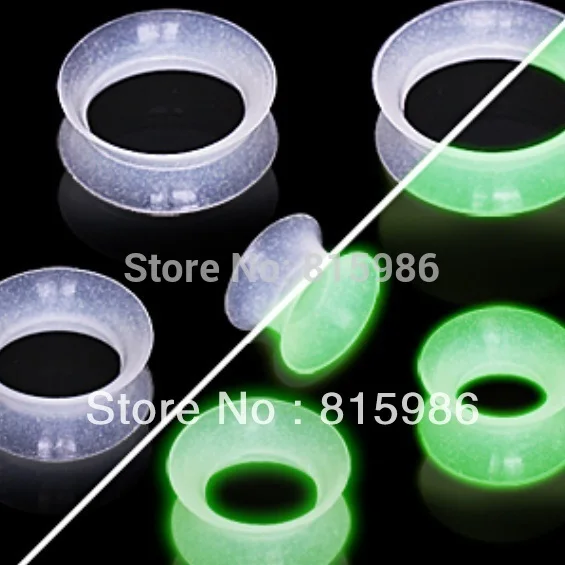 Wholesales 80pcs/lot 8 Size Glow In Dark Silicone Ear Flesh Tunnel Ear Plug Piercings Tunnel Earrings Ear Plug