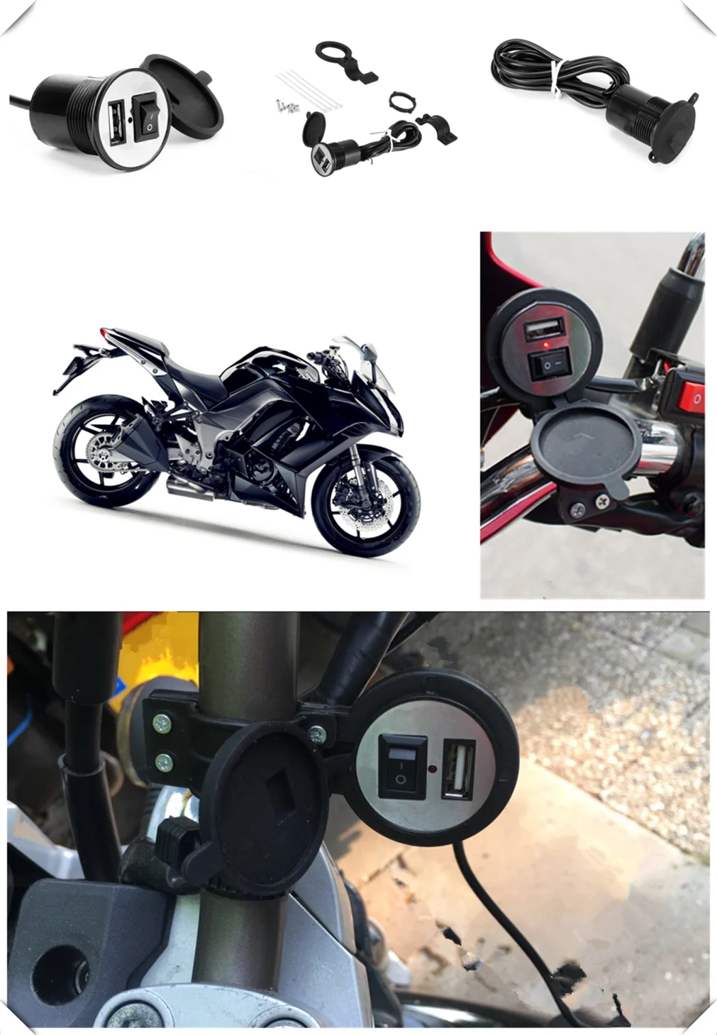 

12-24V motorcycle USB charger power adapter waterproof for SUZUKI S HAYABUSA GSXR1300 M DL650 V-STROM