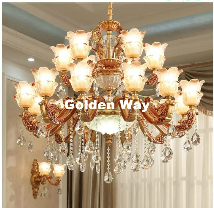 

Free Shipping European Zinc Lustres Chandelier Genuine Bronze Color Crystal Chandelier E14 LED AC Brass High Quality Chandelier