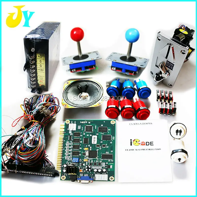 

1 Set DIY Arcade Bundles kit 60 in 1 Multi Game PCB Zippy joystick coin acceptor power supply 2 players jamma wiring