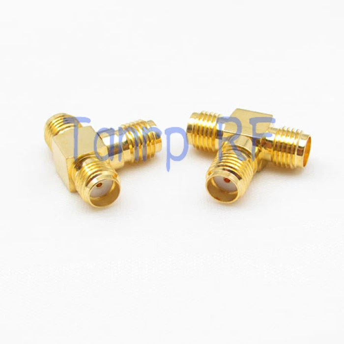 Wholesale 10pcs/lots T type SMA female jack  to 2 double SMA female jack RF Antenna Connector Adapter 3 three SMA female jack