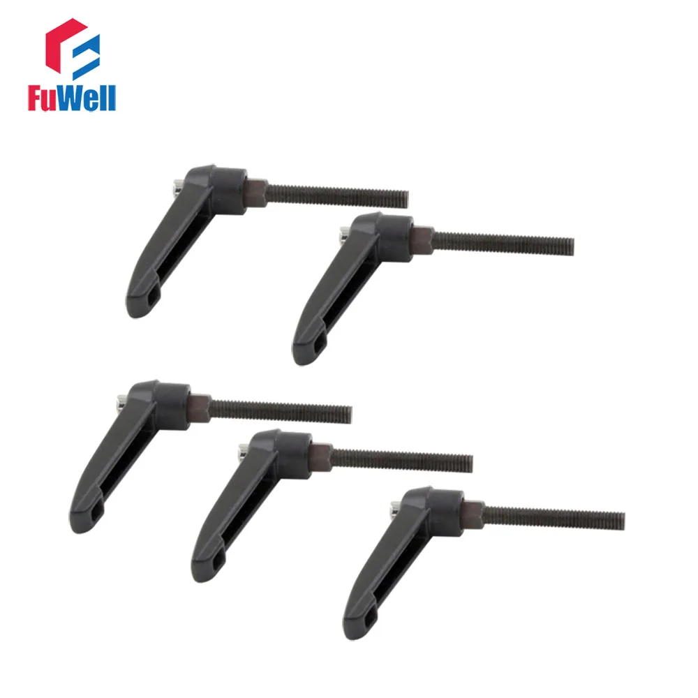 5pcs M6 Clamping Handles Knob 16/20/25/30/35/40/50/55/60mm Thread Length 6mm Thread Dia. Machinery Adjustable Handle